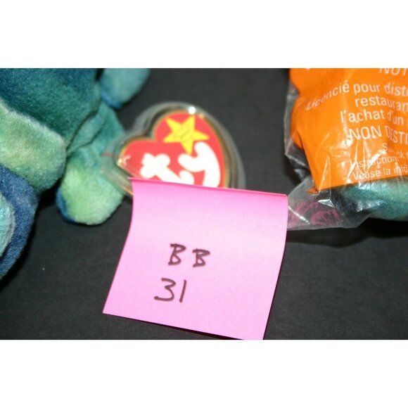 TY Beanie Baby Rainbow Chameleon Iguana 1997 PVC Pellets blue 4037 SET McD's - Picture 12 of 12